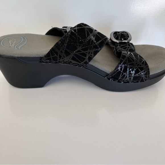 Dansko Sophie Black Drizzle Suede Sandals - Picture 8 of 12